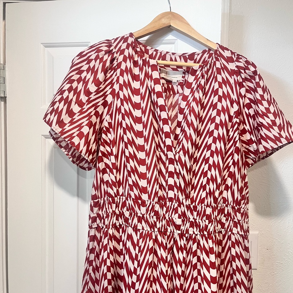 Anthropologie Red and White Printed Maxi Dress - Picture 3 of 5